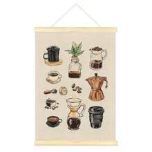 1 Pieza Póster de lienzo con gráfico de café vintage, sin marco/con marco, estilo rústico, adecuado para amantes del café, bar, cocina, arte de pared de bebidas, decoración para dormitorio, apartamento, sala de estar, dormitorio, hogar moderno - Multicolor - Ver 3