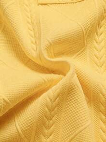 Men's Suit, Essential For Fashionable Men, Solid Color Rhombus & Wheat Ear Jacquard Elastic Textured Knit Set - Yellow - View 3