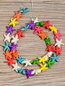 Cuentas de estrella de mar turquesa coloridas para hacer joyas. 37 piezas de cuentas para pulseras, collares y tobilleras DIY. Estilo bohemio de playa para primavera y verano. - Multicolor - Ver 13