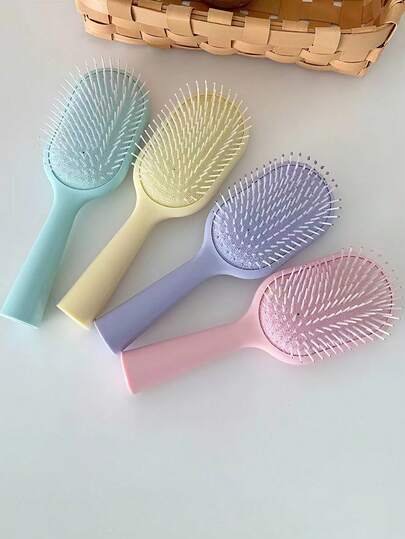 1pc Portable Vertical Anti-Static Comb In Macaron Colors, Cute And Highly Attractive, Suitable For Student Dormitory Use. Features Air Cushion Massage Function To Make Long Hair Smooth And Fluffy.