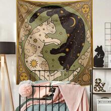 1 Pc Vintage Sun, Moon, Lucky Cat, Constellation, Letter, Boho Style Printed Tapestry Wall Hanging Decor, Living Room, Bedroom, Office, Dorm, Home Party, Rectangular Kitchen Wall Decor Fabric With Drape, Includes 3 Pins And 2 Clips Wall Tapestry, Wall Hanging, Aesthetic Tapestry, Room Backdrop, Fabric Poster, Boho Wall Decor, Bohemian Tapestry, Indie Room Decor, Dorm Room Essentials, College Dorm Decor, Bedroom Wall Hanging, Hippie Tapestry, Vintage Wall Art, Retro Tapestry, Sun And Moon Tapestry, Celestial Wall Hanging, Astrology Tapestry, Mushroom Wall Decor, Floral Tapestry, Botanical Wall Art, Landscape Backdrop, Mountain Tapestry, Forest Wall Hanging, Ocean Tapestry, Beach Wall Hanging, Galaxy Tapestry, Starry Sky Backdrop, Abstract Wall Hanging, Minimalist Tapestry, Cottagecore Decor, Y2K Wall Hanging - 1PC - Xem 1