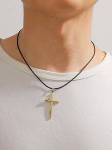 1pc Classic Sword Cross Pendant Necklace, Simple Versatile Meaningful Gift For Men - Cross and Sword Necklace - View 8