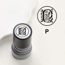 1pc Black Photosensitive Stamp, Automatic Re-Inking, 26 English Letters, Retro Cursive Font, Suitable For Scrapbooking, Greeting Cards, Gift Packaging, Etc. - P - View 34