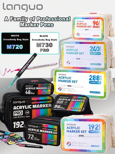 36/126/207/240/288 Colors Acrylic Marker Set, Soft Tip, Large Capacity Ink, Even Color, Odorless, Opaque, Suitable For Various Materials Such As Stone, Glass, Ceramic, Easter Eggs, Metal, Wood, Etc. - Ideal For Art, Crafts, And DIY Projects