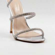 De moda    Diamante de imitación    Zapatillas abiertas   Fiesta - Plateado - Ver 2