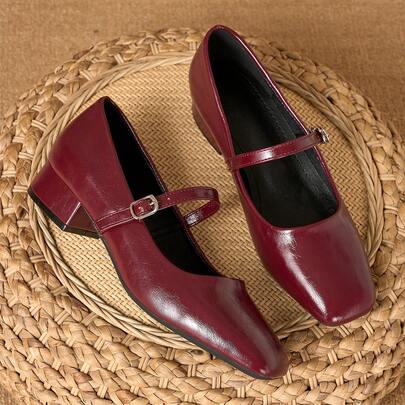 女士豹纹玛丽珍平底鞋，优雅方头粗跟低跟连衣裙鞋，舒适麂皮系带女士工作鞋，时尚休闲鞋，适合日常和派对穿着