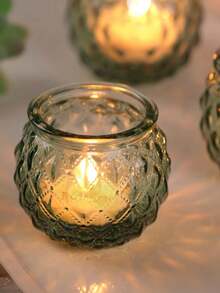 6/4pcs Vintage Green/Blue Glass Wishing Candle Holders, Transparent Rhinestone Glass Candle Holders For Wedding Centerpiece, Dining Table Decor, Home Decor, Family Gathering, Tabletop Decor, Theme Party - Multiple Styles - View 10