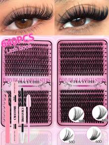 640Pcs DCurl Natural Lash Clusters,10D-100D Mixed Density.Large Capacity Manga & Classic Style Lashes,Long-Lasting And Beginner-Friendly.All-In-One Set With Glue,Tweezers & Brush,Perfect For Daily Looks,Parties,Weddings,Christmas And Music Festivals - Mauve Purple - View 18