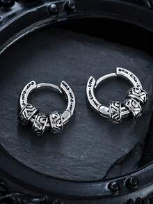 1pc Fashionable Unique Arabesque Pattern Men's Ear Cuff Earring, Multi-Layer Circular Design Men's Accessory, Suitable For Daily Wear, Gift For Friends On Holidays, Birthdays, Anniversaries - Multicolor - View 5