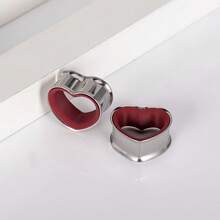 2个Y2K复古风红色爱心PLA内衬耳扩，316L不锈钢低过敏性耳钉，适合街头服饰和情人节礼物 - 愛心 - 查看 19