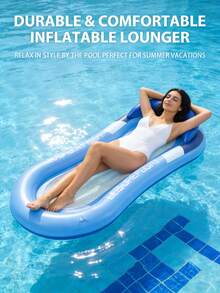 1pc Inflatable Hammock With Net, Foldable Dual-Use Backrest Floating Bed, Water Recreation Lounge Chair, Adult Summer Swimming Pool And Beach Floating Raft, Perfect Summer Gift, Swimming Pool Floating Lounger, Pool Inflatable, Beach Essentials, Pool Float - Multicolor - View 19