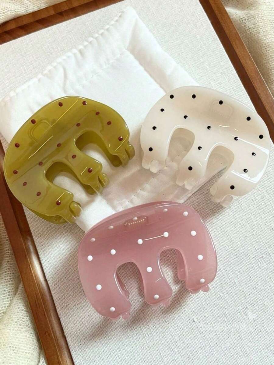 Bộ 2/3 kẹp tóc chấm bi mới, kẹp hình chữ M, kẹp tóc đa năng, kẹp tóc hình đĩa phía sau đầu, kẹp tóc cao cấp. - Nhiều màu - Xem 1