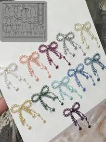 Khuôn làm móng nghệ thuật hình nơ ngọc trai giả, vỏ sò, đá quý Baroque bằng dây câu cá. - Trong sáng - Xem 5