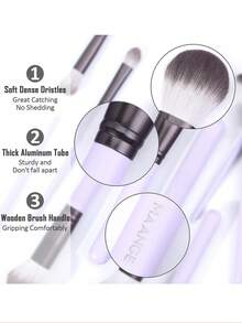MAANGE 18pcs Professional Makeup Brush Set, Soft Fiber Material, Portable, Including Foundation Brush, Eyeshadow Brush, Blending Brush, Eyebrow Brush, Travel Makeup Brush Kit - Purple - View 6