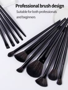 Bộ cọ trang điểm đa năng 18 món - Cọ phấn phủ, cọ má hồng, cọ nền, cọ phấn mắt, cọ tạo khối + Bông trang điểm lớn, bông trang điểm nhỏ, bông phấn đen - màu đen - Xem 5