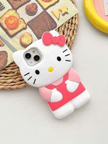 SANRIO Ốp lưng silicon hình mèo KT nơ 3D dễ thương - Tương thích với Apple 17/16 Pro Max, 15, 14, 13, 12, 11 - Hồng - Xem 4