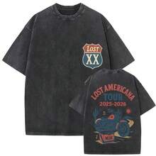 Rapper MGK Lost Americana Tour 2026 T-Shirts Vintage Washed Graphic T Shirt 's Hip Hop Short Sleeve T-Shirt - 13 - 查看 5