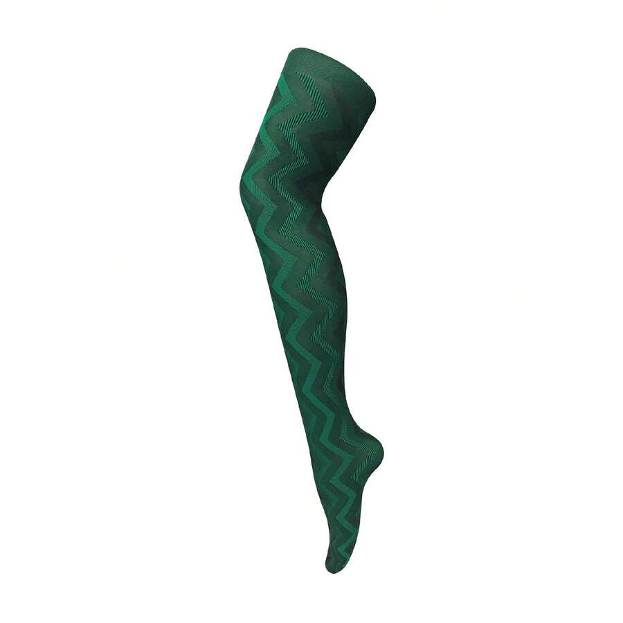 Sock Snob Sock Snob - Ladies Thick Coloured 80 Denier Opaque Patterned Winter Fashion Tights - 編織綠 - 查看 1