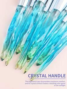 10pcs Crystal Handle Makeup Brush Set, Soft Hair Face & Eye Cosmetic Brushes, Makeup Tools - Multicolor - View 6