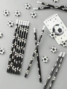 12/24件套足球主题派对礼品，足球铅笔和橡皮套装，运动球主题派对礼物，日常办公书写用品，完美的生日礼物，周年纪念礼物，派对奖励，派对礼品袋填充物，返校礼物 - 均碼 - 查看 4