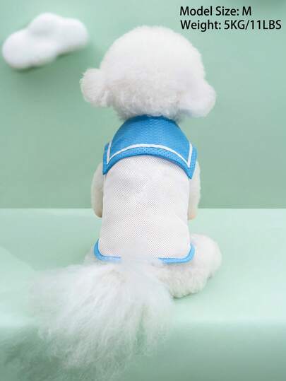Navy Collar Thin Breathable Mesh Summer Pet Clothes For Small Dogs