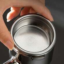 1PC Stainless Steel Powder Bowl Espresso Semi-Automatic Coffee Machine 51/53/58mm Single/Double Shot Powder Cup 4-Person Cup Brewing Head Filter Bottomless Handle Filter Mesh - Silver - View 4