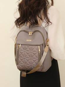 Luxury Quality *Multi-Functional Design! Women's Rhombus Waterproof Oxford Backpack, Suitable For Commuting/Travel/Daily Use! Detachable APS Adapts To Different Scenarios; Separate Compartments For Phone, Umbrella, Laptop And Cosmetics. Whether For Commuting, Campus Life, Weekend Trips Or Short Travels, It Can Be Your Reliable And Practical Companion, Covering All Your Travel Needs Throughout The Year. - Multicolor - View 7