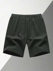 1pc Men's Summer Lightweight Casual Shorts, Fashion Sports Outdoor Running Shorts Unisex Design - Army Green - View 3