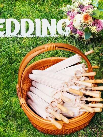 Ô giấy cưới, Ô giấy tự vẽ tranh sơn dầu, Ô vẽ tay kiểu Trung Quốc dùng cho biểu diễn sân khấu, Ô trắng, Trang trí chụp ảnh tiệc cưới, Ô giấy trắng vẽ tay màu trơn phong cách thường ngày cho đám cưới