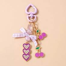 1pc Women's Fashion Fruit Bow Cherry Heart Keychain, Versatile Minimalist Pendant - Multicolor - View 9