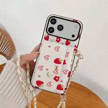 1 件装优雅花卉豹纹爱心图案卡包斜挎钱包手机壳，适用于苹果 17、16、16e、15、14 Plus、13、12、11 Pro Max - 心71 - 查看 3