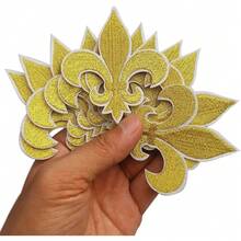 10pcs/Pack Black & Gold Iris Flower Embroidered Cloth Patches, Clothing Appliques - Cloth Patch - View 13