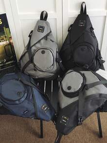 大容量黑灰色中性斜挎包 | Techwear 圓形口袋胸包 | 多口袋可調節肩帶 - 彩色 - 查看 8