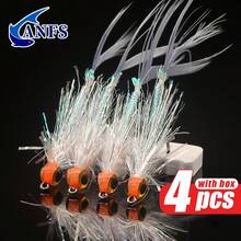 4 piezas Juego de señuelos de pesca con mosca hechos a mano, surtido de moscas para trucha con caja de almacenamiento - Multicolor - Ver 6