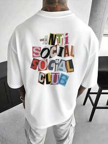 Men's Double-Sided Printed T-Shirt Colorful Anti Social Club Pattern, Comfortable, Stylish For - White - View 4