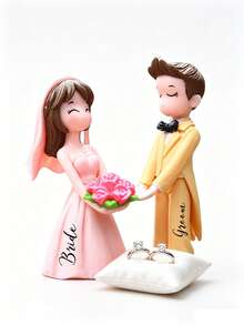 可定制复古法式婚礼摆件 - 浪漫新郎新娘树脂雕塑，是结婚礼物、周年纪念、家居装饰的理想之选，优雅的黑白设计，母亲节、父亲节、婚礼纪念品 - 彩色 - 查看 7