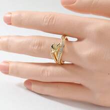 Nhẫn hoa ly lãng mạn dành cho nữ - Nhẫn cưới thanh lịch, quà tặng ngày Valentine, kỷ niệm, lễ đính hôn và đám cưới, phù hợp để đeo hàng ngày trong ngày cưới/Lễ tình nhân, nhẫn tình yêu tối giản. - Vàng - Xem 2