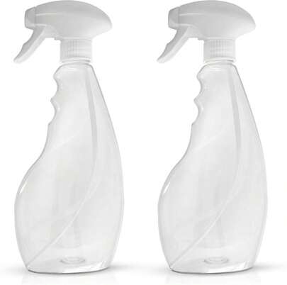 SPRAYZ Large 17oz Spray Bottles For Cleaning Solutions And Gardening, Plant, Water, Durable Trigger Sprayer, Refillable, Spray Bottle For Hair, All Directions, Clear Plastic Bottle 2x 17oz
