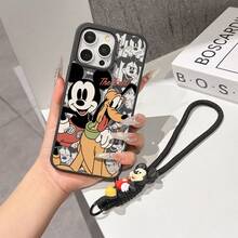 This Disney Mickey Mouse Pattern Lanyard Phone Case Features A Strong Magnetic Closure And Full Coverage Of Acrylic And TPU Material. It's Shockproof, Lightweight, And Suitable For IPhone17/16/11/13/15/15 Plus/15 Pro/15 Pro Max/12/14 Pro Max/11 Pro Max/12 Pro/12 Pro Max/13. It's A Popular Birthday Gift, Business Gift, Durable, Stain-Resistant, And Fingerprint-Resistant New Phone Case For Men And Women. It Also Includes A Mickey Mouse Phone Case And Mickey Mouse Doll Bracelet. Compatible With SamsungGalaxy S20, S21, S22, S23, And S24 Series. It's The Perfect Gift For Friends And Family. This Stylish Phone Case Is Fun, Lightweight, And Durable. IPhone17 Pro Max Phone Case, Minnie Phone Case. - 粉色 - 查看 5