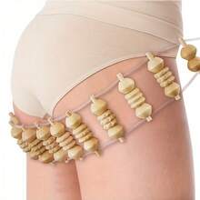 木质按摩滚轮理疗按摩器，适用于足部、面部、肩部、颈部和手部，压力按摩工具，用于身体塑形 - 棕色 - 查看 2