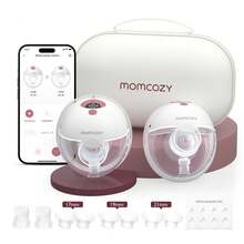 Momcozy M5 Smart Electric Breast Pump, App-Controlled, Hands-Free, 3 Modes & 9 Levels - Red and White - View 8