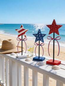 3pcs/Set July 4th Jupiter Theme Tabletop Decor Set, Independence Day Tabletop Decor, Veterans Day Tabletop Decor, Red White Blue Home Dining Table Decor - Suitable For Independence Day, Anniversary, Veterans Gathering, Dining Table Decor, Home/Office Decor, Holiday Gift, Holiday Party, Singles Party, Celebration Party, Photo Props And Best Gift - Multicolor - View 4