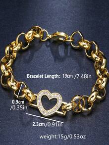 时尚独特的微镶嵌立方氧化锆心形嘻哈风格手链，男女皆宜，适合日常佩戴和音乐节场合。 - 手鍊 - 查看 2