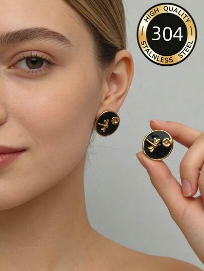 1对不锈钢圆形水滴耳环，女士款，奢华复古，精致优雅，适合日常佩戴、派对、旅行，也可作为母亲节礼物。