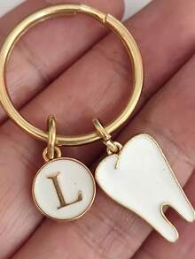 Regalo personalizado de llavero con diseño de diente para dentista, regalo para madre, padre, graduación y maestro - dientes blancos - Ver 3