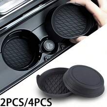 2 piezas/4 piezas Portavasos de silicona para coche, posavasos antideslizantes, con bordes elevados para evitar derrames, alfombrillas redondas universales antideslizantes - A - Ver 1