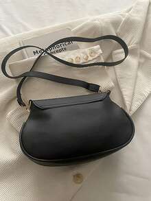 2026 Nueva llegada Bolso bandolera pequeño de nicho para mujer, bolso minimalista y elegante con diseño de solapa plisada en forma de nube, primavera/verano - Negro - Ver 10