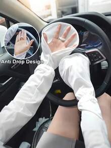 1 双夏季马蹄形防晒臂套，时尚纯色宽松魔术贴臂套，女士驾驶专用 - A - 查看 2