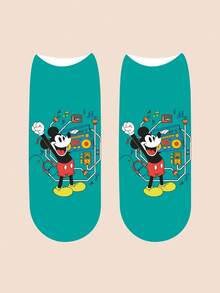 Disney 迪士尼袜子 1/5 双装 女士/情侣短袜，个性化设计，充满乐趣，色彩丰富，创意卡通图案，适合作为节日礼物，舒适透气，增添家庭氛围，时尚百搭，男女皆宜，趣味卡通袜子，米奇、米妮、唐老鸭、黛丝、高飞、布鲁托 - 彩色 - 查看 6