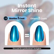 Beetles 15ml Metallic Blue Nail Polish - Blue Mirage Mirror Nail Polish Quick-Drying & High Gloss Nail Lacquer Metallic Effect Air Dry Home DIY Nail Art Home Salon - 藍色幻影 - 查看 3
